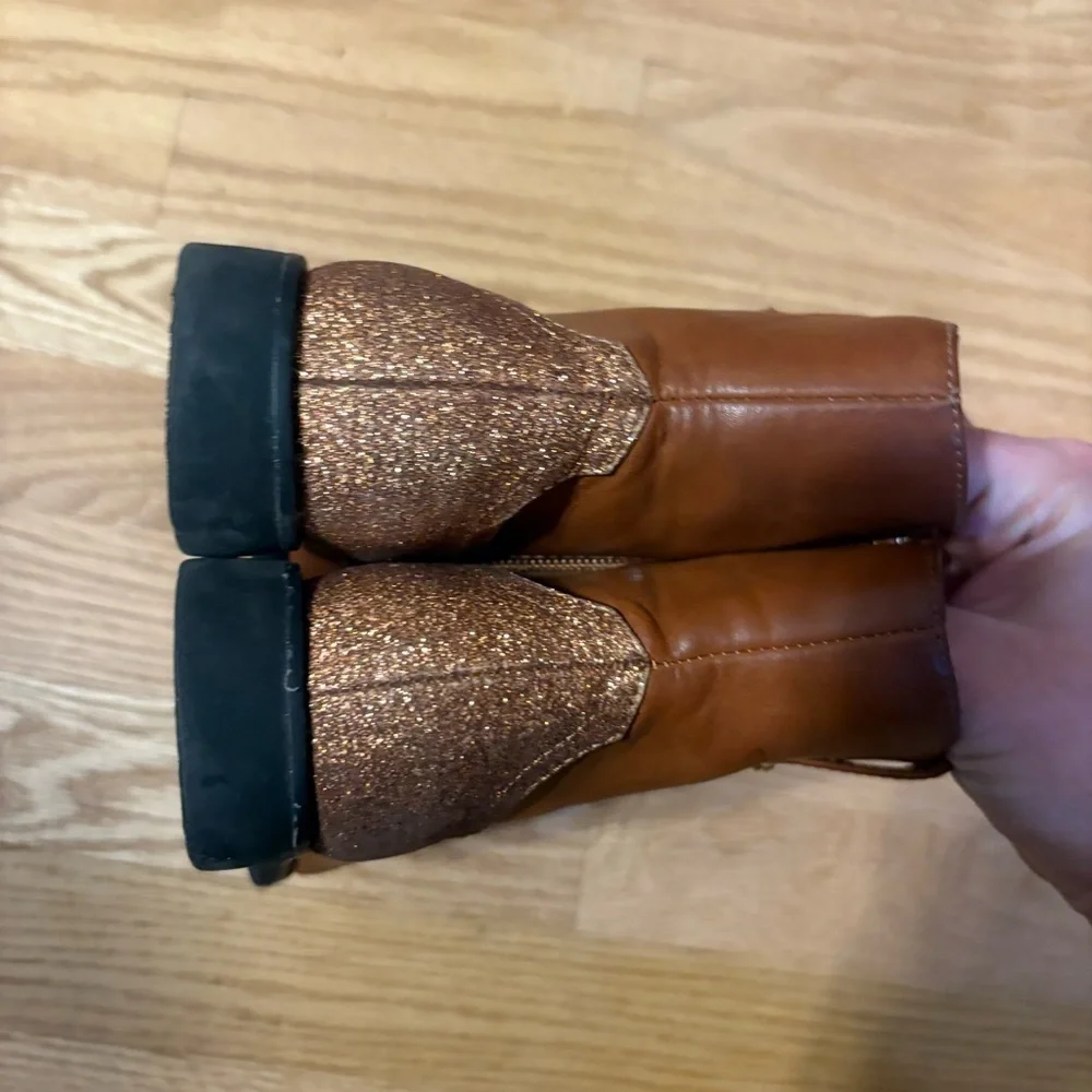 Skechers Butterfly Brown Kids Boots Sz 13 Glitter Girls Zip Side